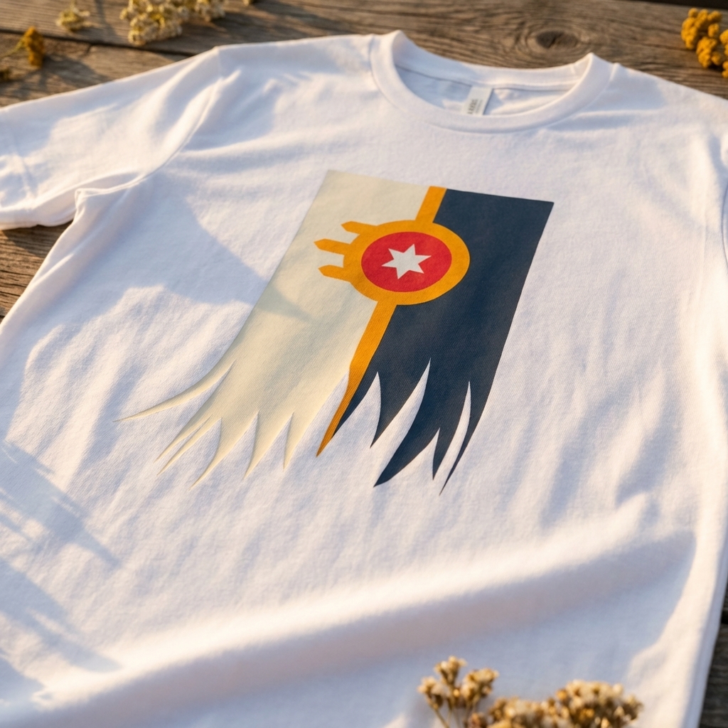 Tattered Tulsa Flag Tee — print detail